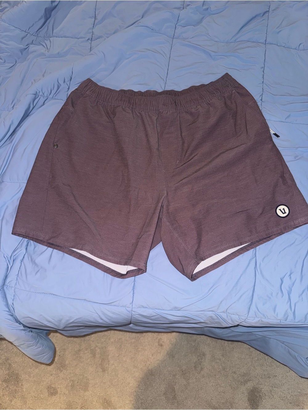 Vuori Men's Athletic Shorts in Plum Purple